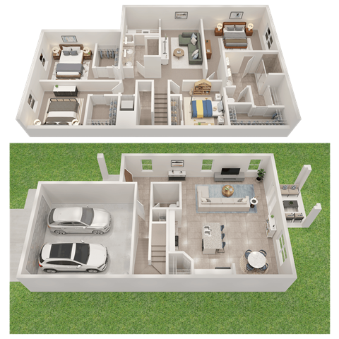 Floor plan for 4 beds, 2.5 baths, 2313 sqft